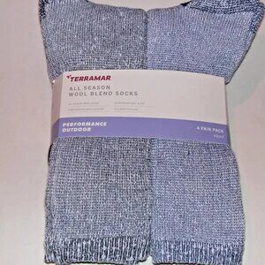 4 Pack Terramar Sports All-Season Wool Blend Unisex Crew Socks Men's Size Large